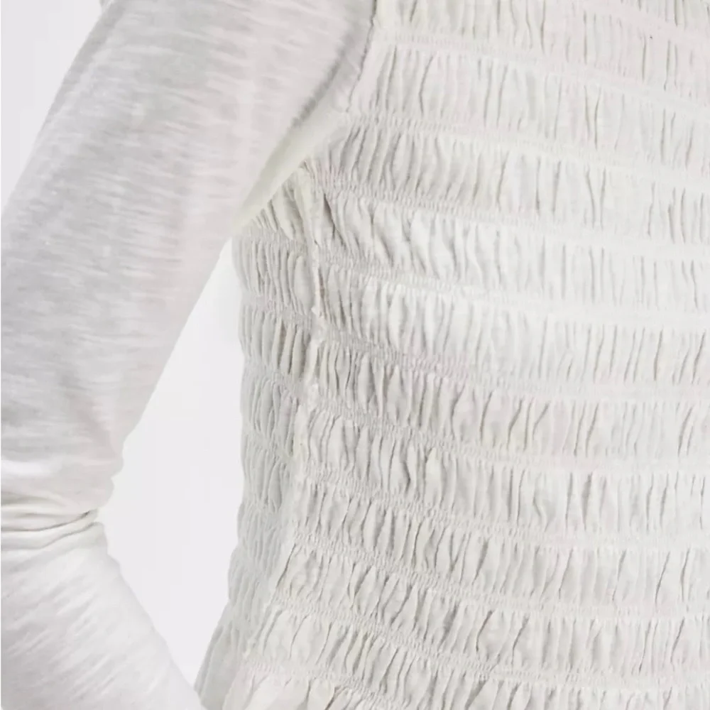 We The Free Sylvie Long Sleeve Ruffled White Top